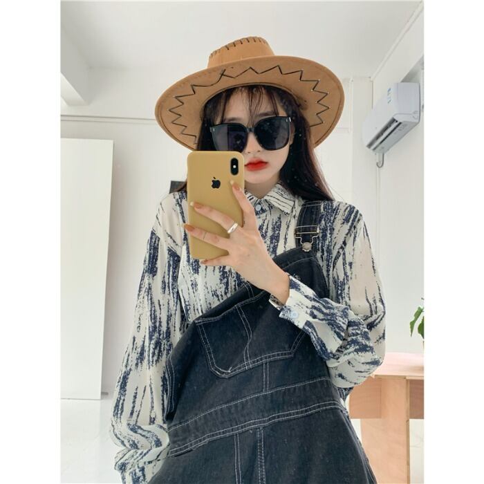 シャツ ルーズブラウス スプリングスタンダードジャケット ロング レトロ 春物 モンロー77147506204