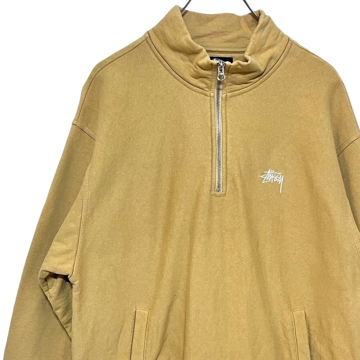 stussy ステューシー スウェット L ハーフジップ 刺繍ロゴ ワン  
