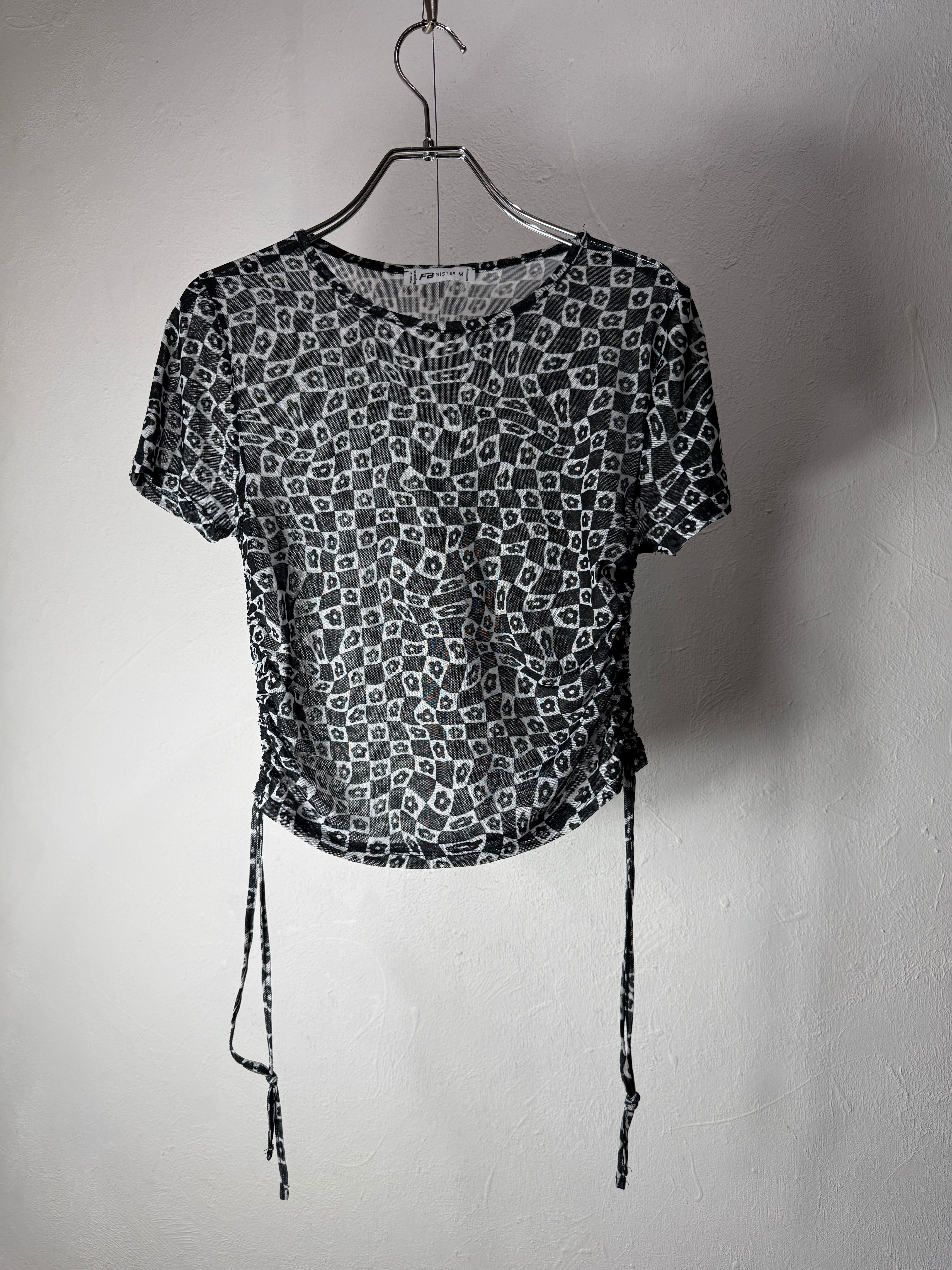 Flower Check Sheer Top