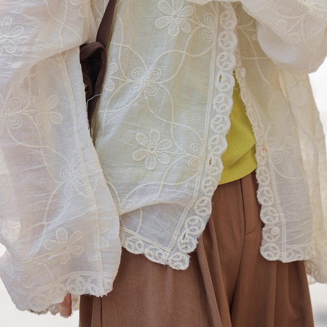 hooded lace shirt jacket　J00482