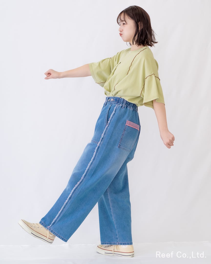 カラーフリンジワークラフ デニムパンツ】 YT-226964 Brand