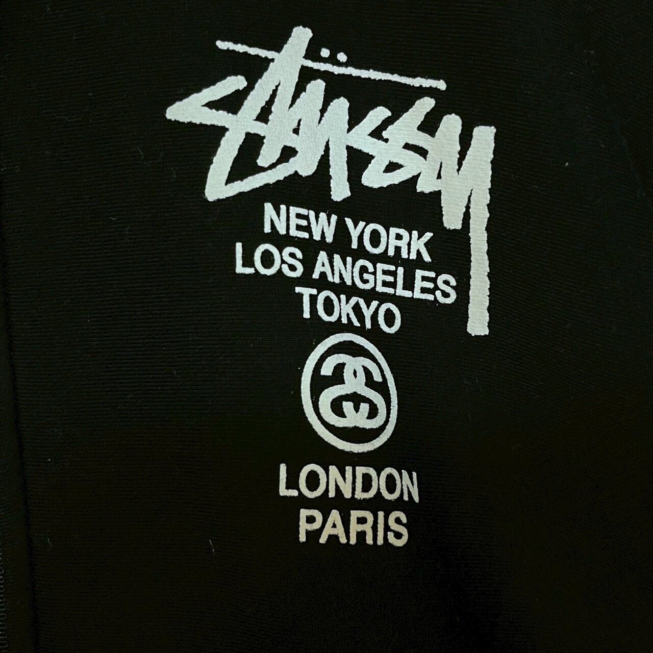 stussy ステューシー ジップパーカー L バックロゴ プリント ワールド