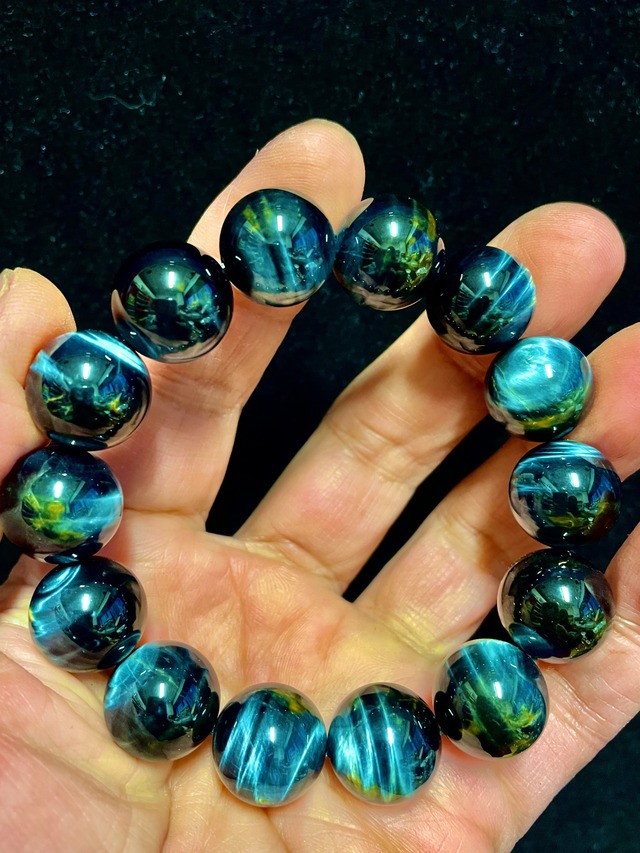 3) 精神と感情のバランス「ブルータイガーアイ」ブレスレット16mm