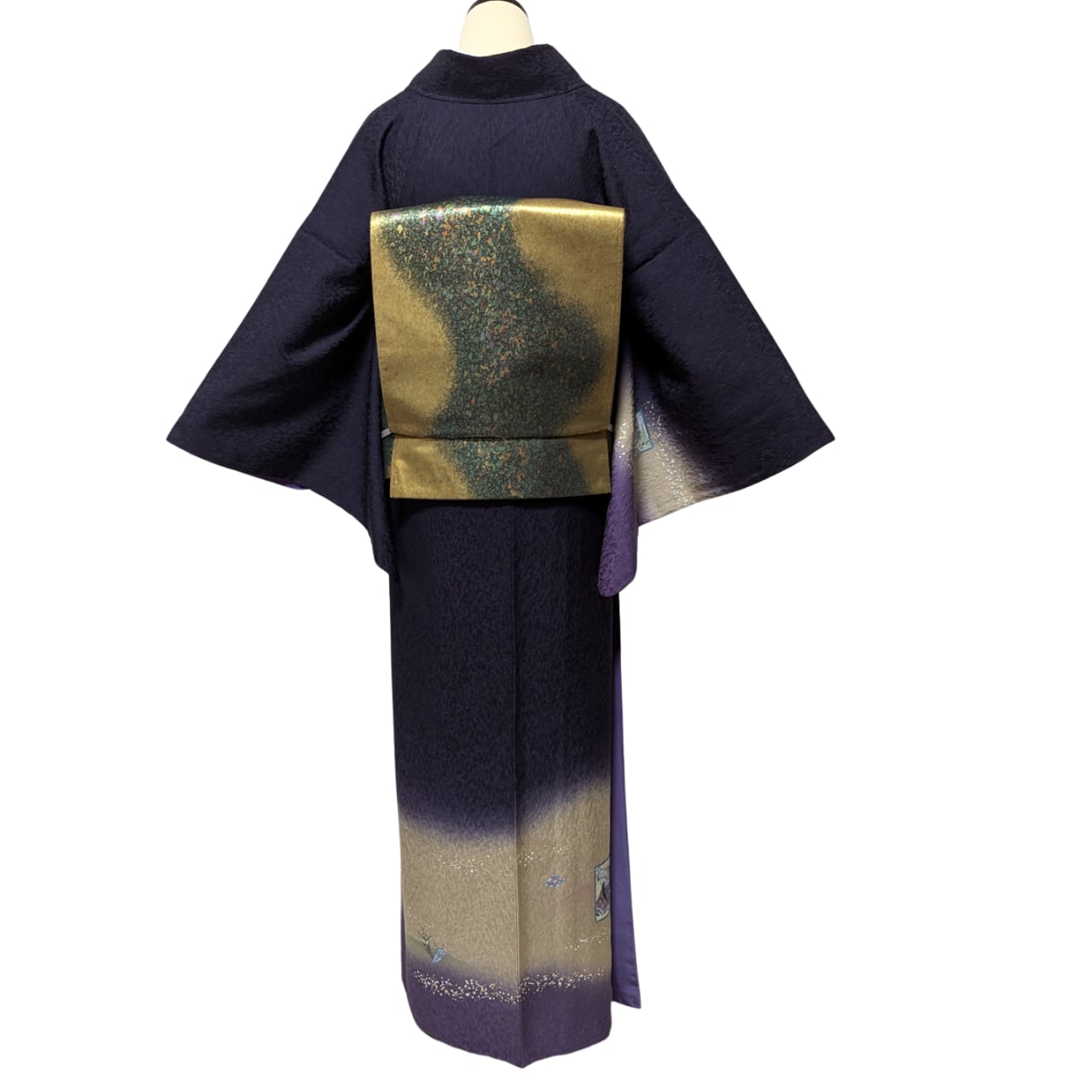 D316 訪問着 丹後ちりめん 縮緬 型染 金彩加工 花柄 総柄 たたき染 