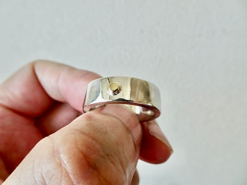 仁尾彫金『k18カボション、プラチナリング2』ハンドメイド371