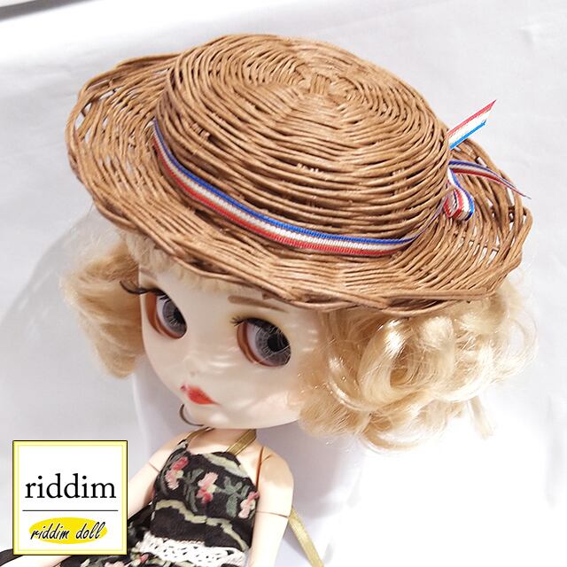 マーガレットワンピース❤️カンカン帽ハット❤️ハンドメイド♡ドールチャーム 麦わら帽子 [ riddim doll ] カンカン帽 / ハット / ナチュラル