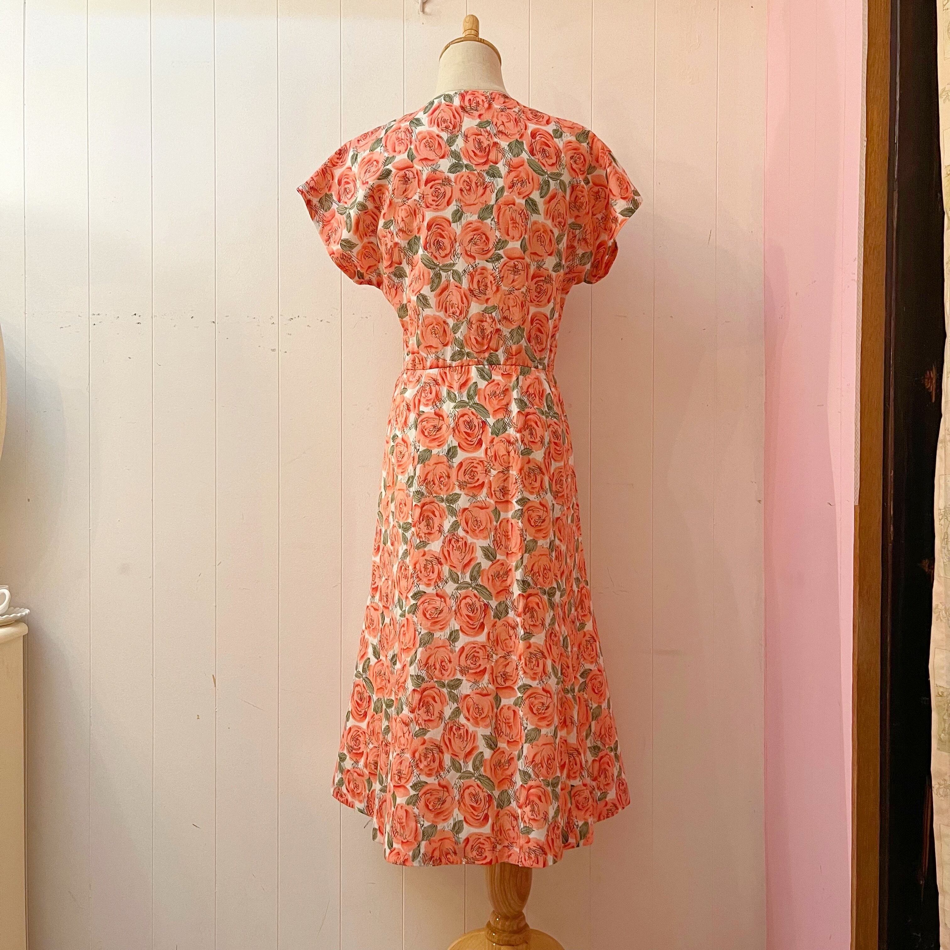 pink rose square neck one-piece