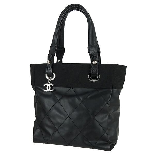 Used CHANEL シャネル パリビアリッツトート PM ハンドバッグ トートバッグ A34208 ブラック ナイロン PVCコーティング 超美品