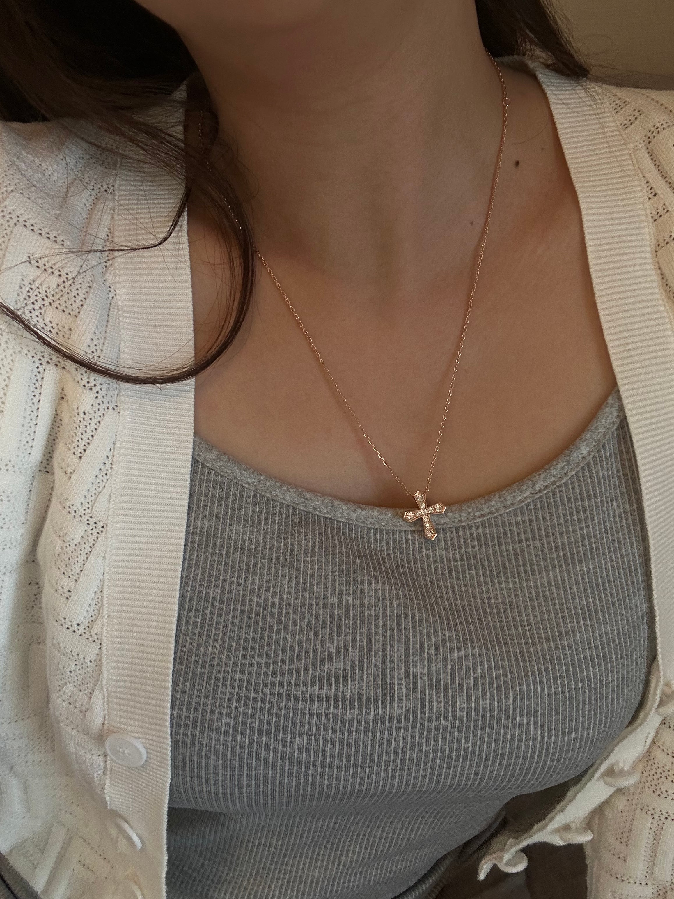 zirconia cross necklace [004] | SASSY ANGEL