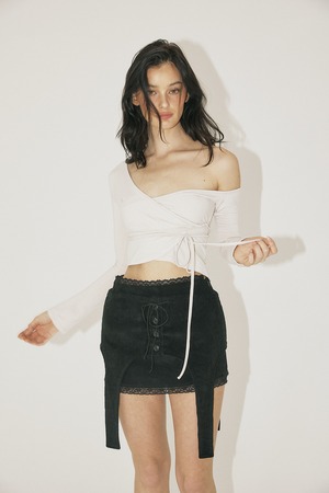 [threetimes] Corduroy belt skirt Black 正規品 韓国ブランド 韓国通販 韓国代行 韓国ファッション スリータイムズ 日本 店舗