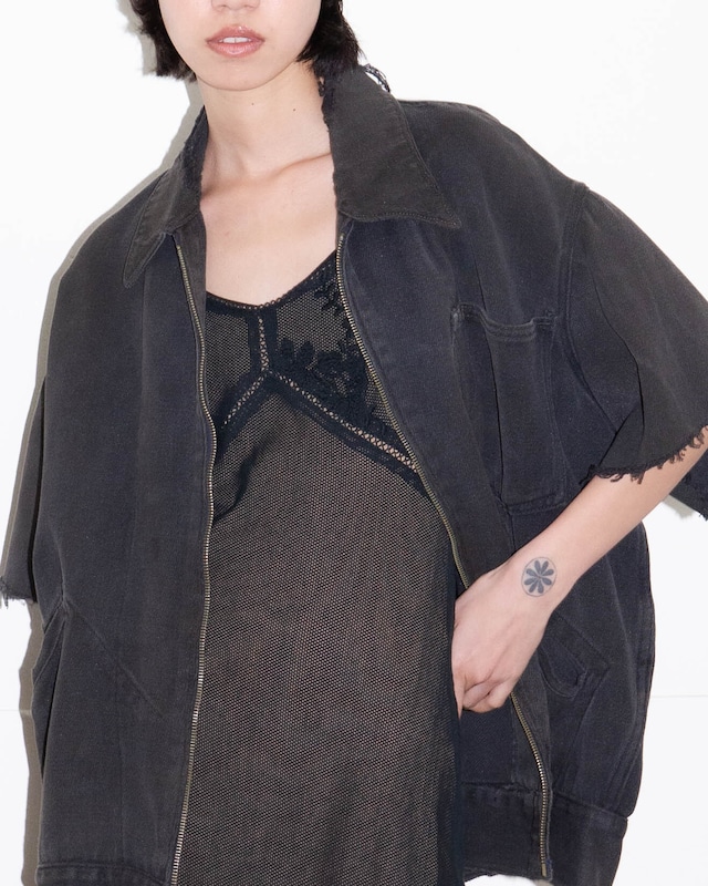 1940s good damaged zip-up sweat jacket