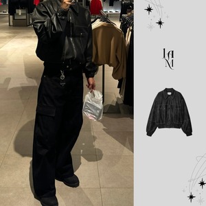 Vintage Velvet Leather Jacket (Black)