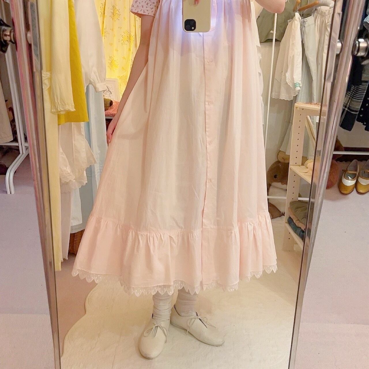 pink frill ribbon sleeve less one-piece