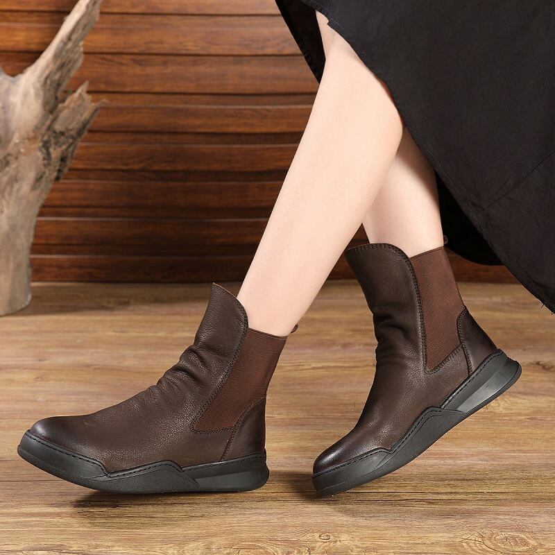 スタンダードブーツオータムウィンターストレッチショート レトロ 靴 シューズ エラスティック 伸縮 秋物 冬物 Yiranxuaディースワード43328071003