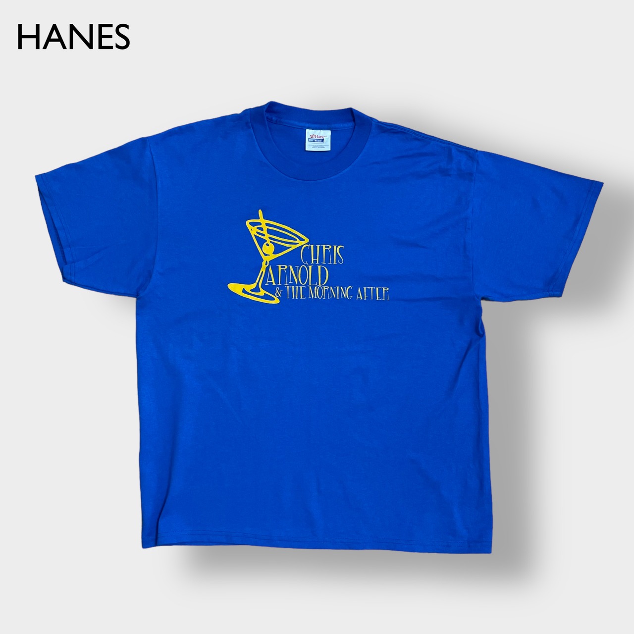 【HANES】ロゴ プリント Tシャツ カクテル 半袖 ブルー ヘインズ HEAVYWEIGHT ヘビーウェイト US古着