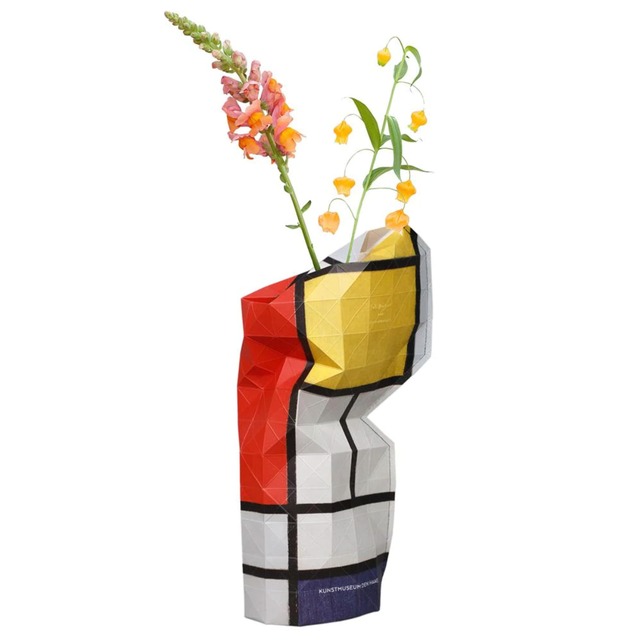 Large Red Mondrian Composition Vase