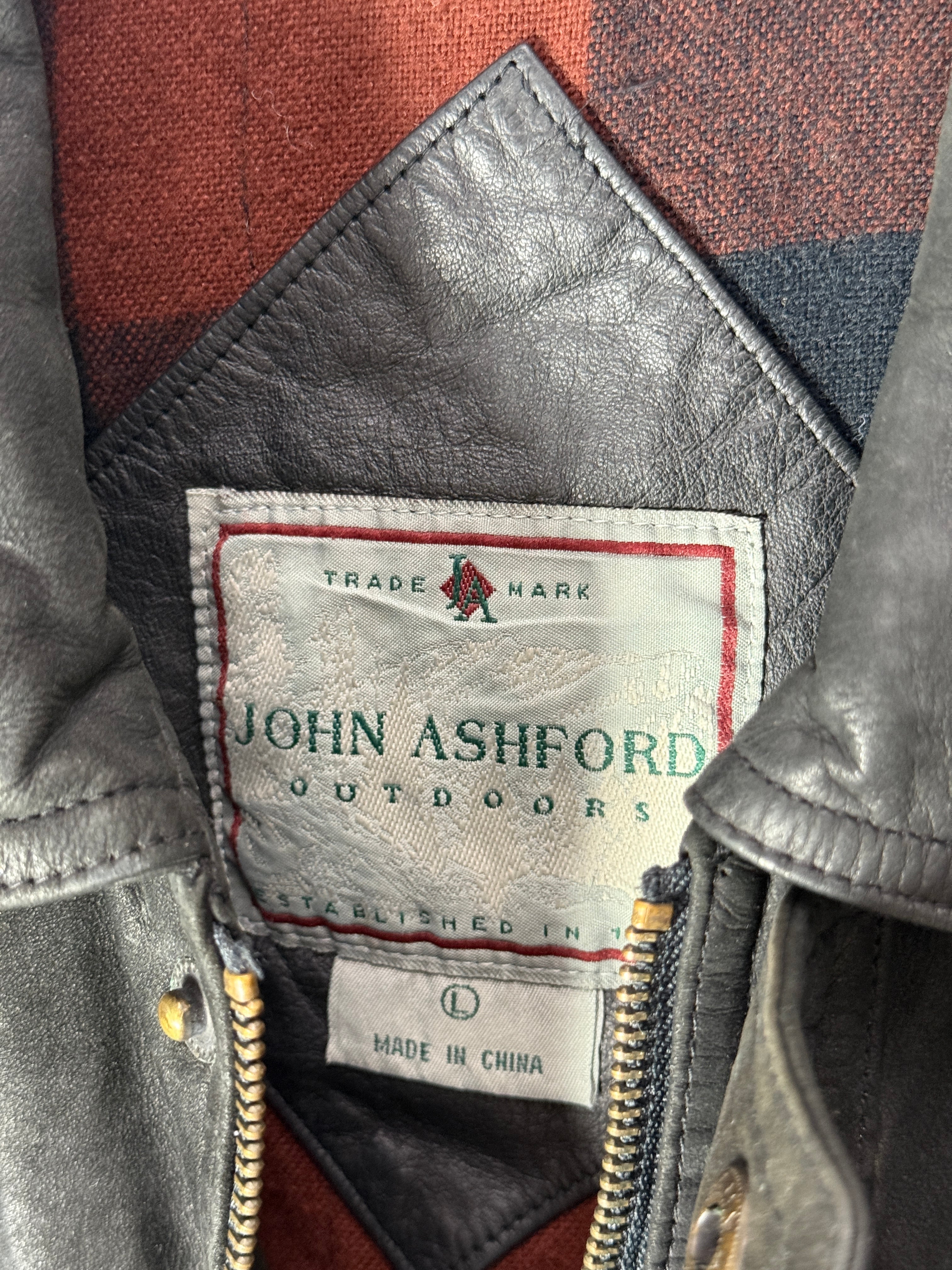 90's “JOHN ASHFORD” Leather Jacket – Dark Minimal | SISON