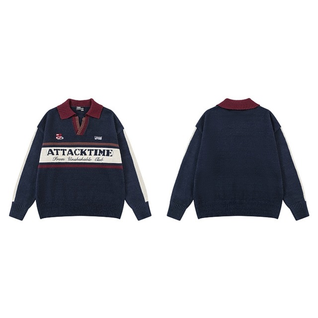 color polo knit　カラーポロニット　J0418