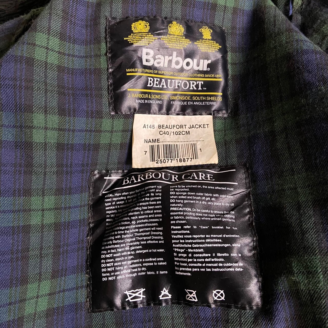 00年代 ビンテージ 旧3ワラント Barbour バブアー BEAUFORT