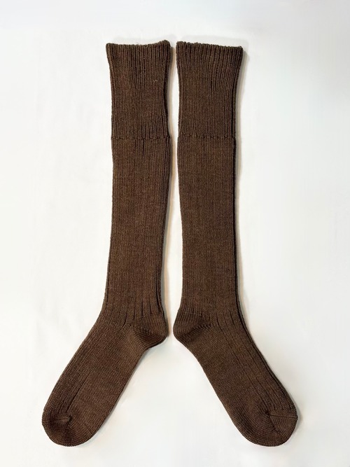 yahae・Wool Low Gauge Ribbed Knee Socks・Brown　4-4032-22