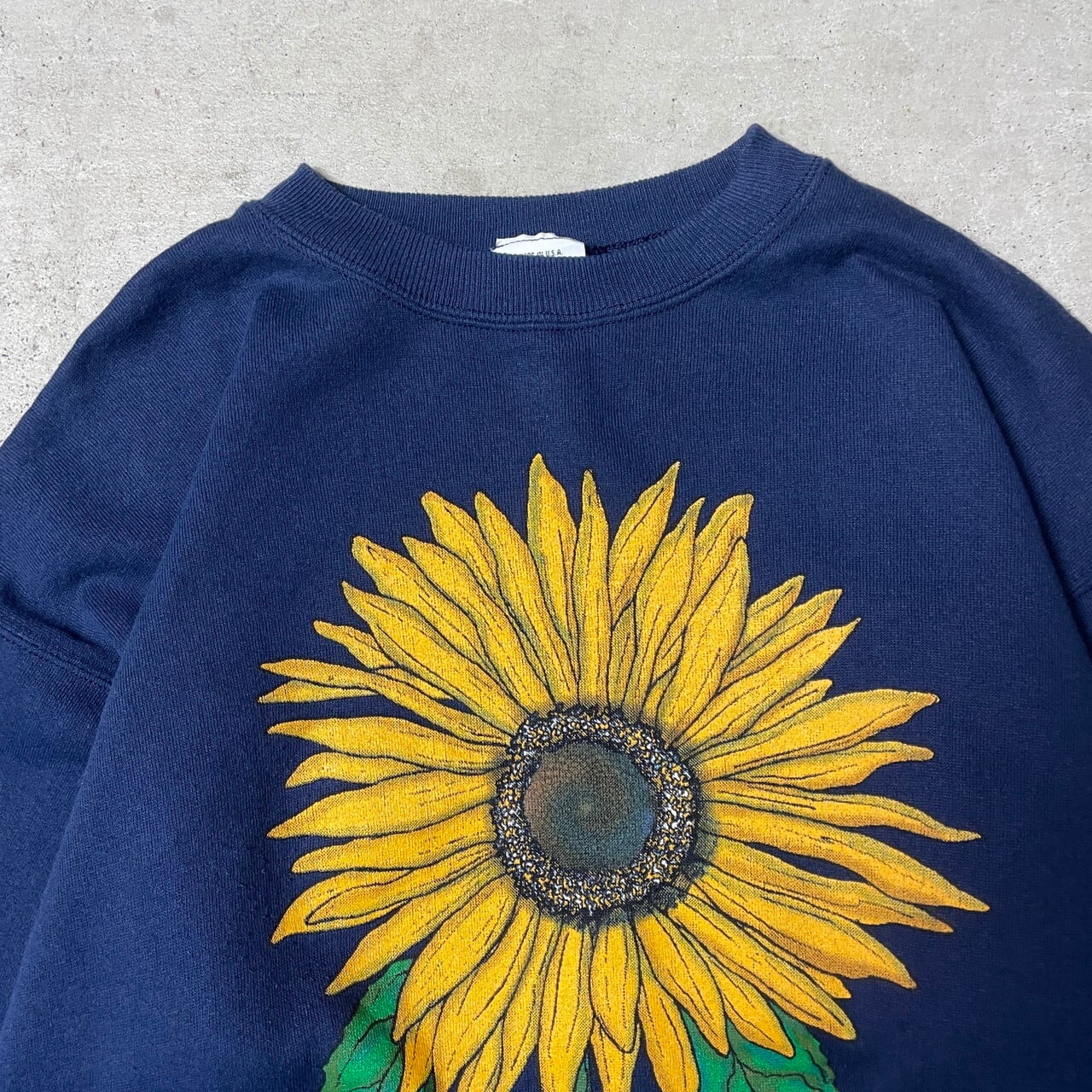 90年代 USA製 DECOTEX DESIGNWEAR ヒマワリ スウェットシャツ メンズL