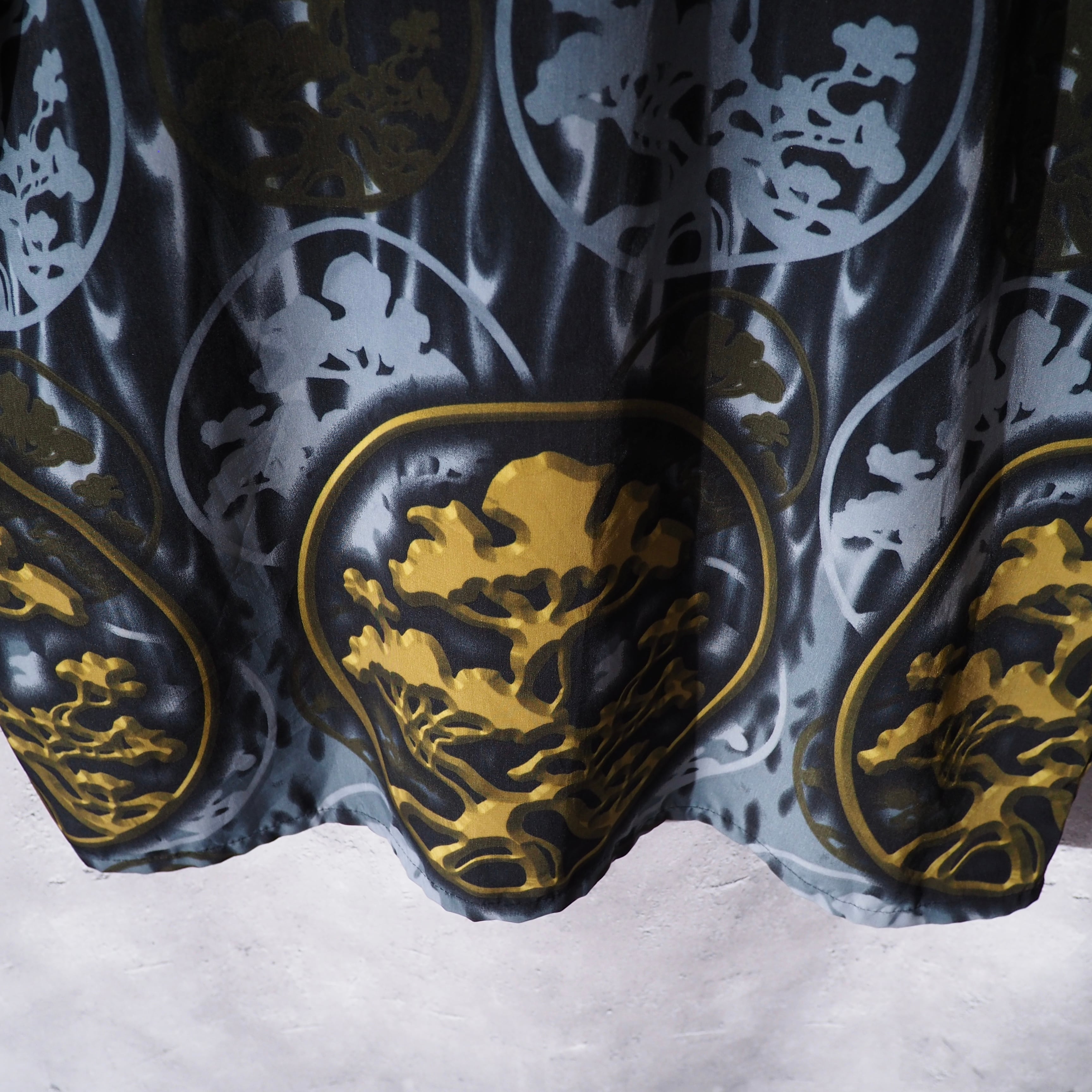 ” 五葉松 ” Japanese art pattern printed open collar shirt