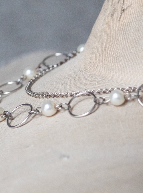 unknown used Two-strand faux pearl necklace