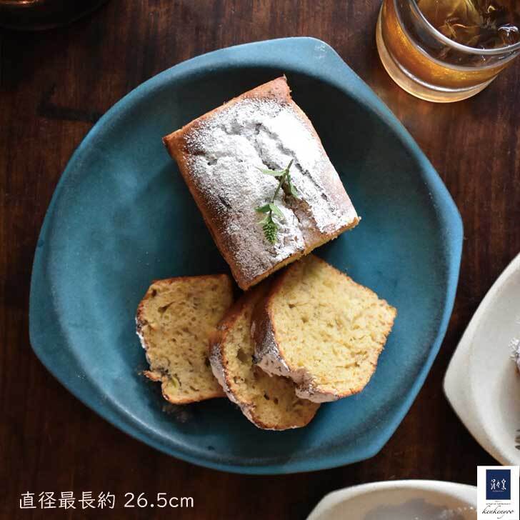 ターコイズブルーランチプレート（大） / レンジ・食洗機可 / wb-7　和食器 大皿 モダン 個性的 変形 珍しい デザイン スタイリッシュ 窯元 ブランド パーティ カフェ  ターコイズ  ブルー 青 お皿 おしゃれ  カレー皿  パスタ皿 ギフト  お祝い  おうちカフェ