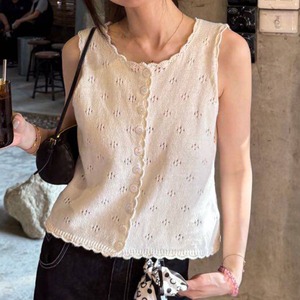 Eyelet Sleeveless Knit Top  W00139