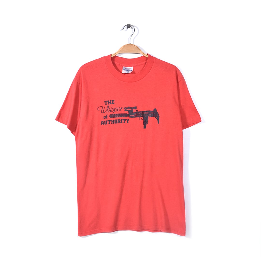 80s マシンガン USA製 ヴィンテージ Tシャツ WHISPER OF AUTHORITY 袖