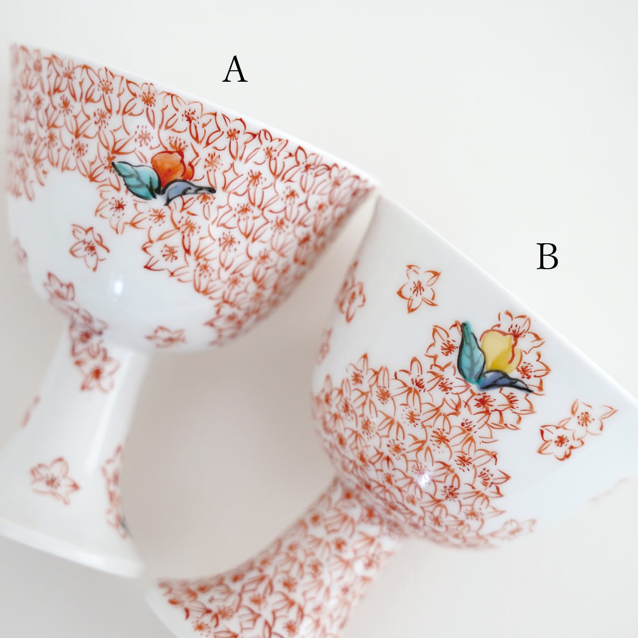 桃花文 高台杯（1個） | 肥前赤絵窯元 鷹巣