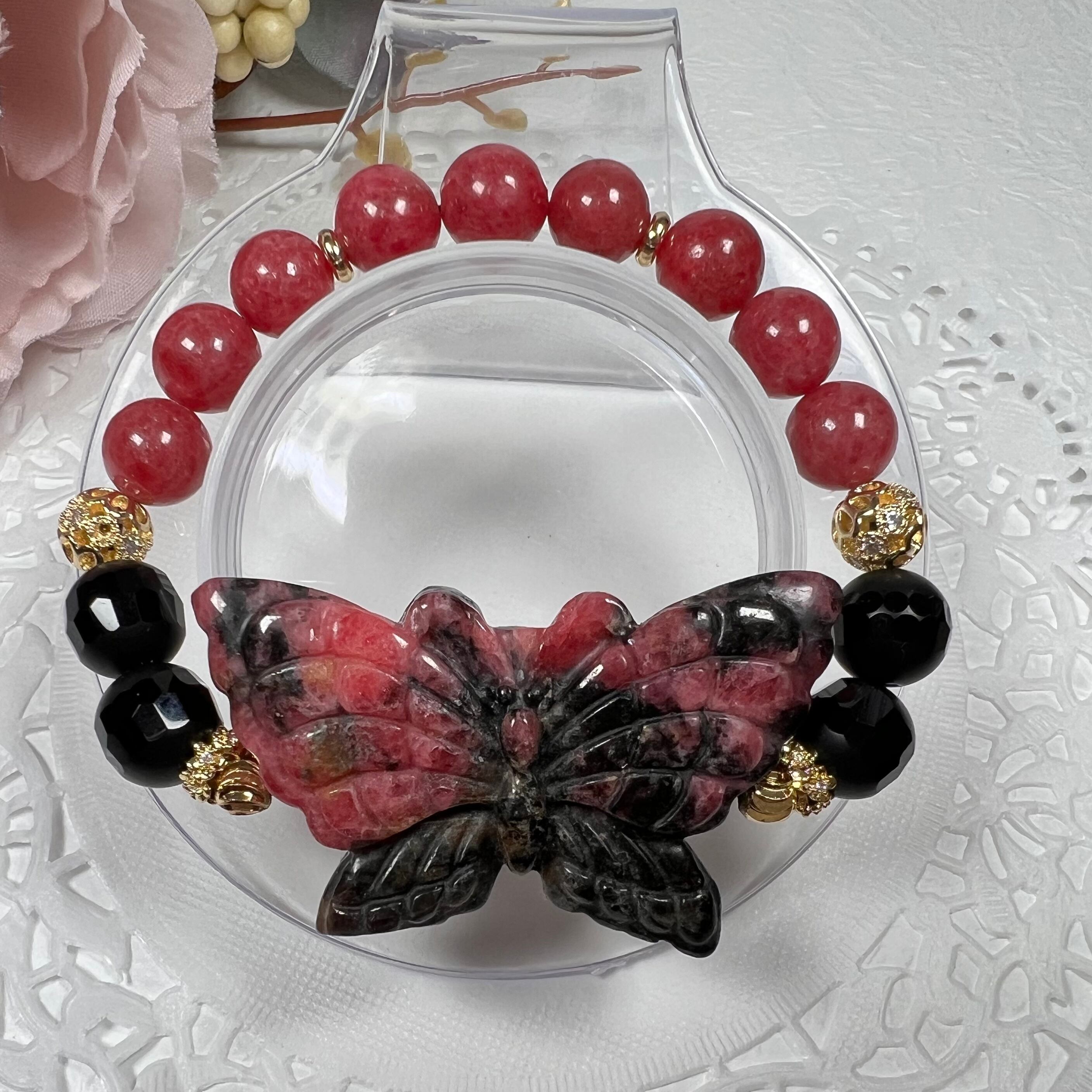 【ロードナイト蝶々ブレスレットεïзꔛ♡】♥送料無料♥天然石 パワーストーン