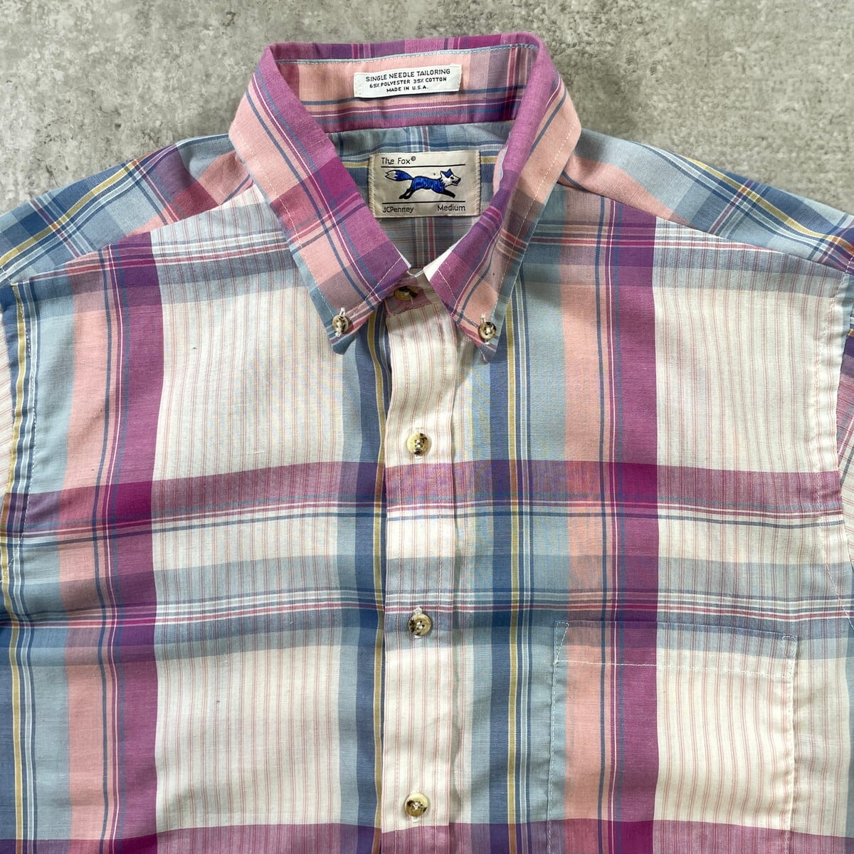 80年代 USA製 JC Penney JCペニー The Fox チェック柄 ボックス 半袖