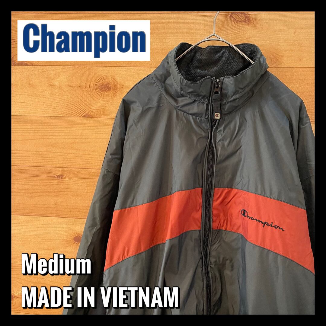 champion】ナイロンジャケット 刺繍ロゴ 切替 Mサイズ US古着 | 古着屋