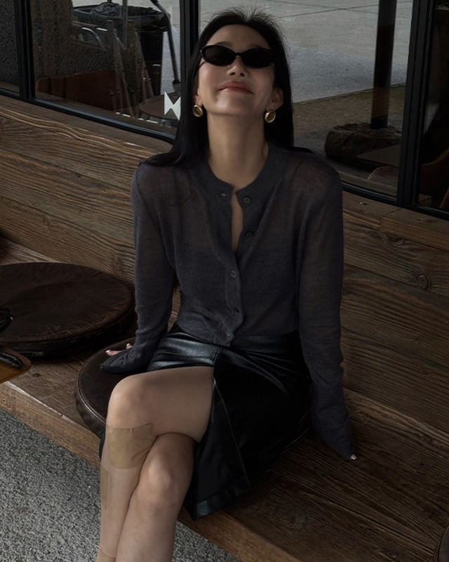 シアーウールシンプルカーディガン　A25148