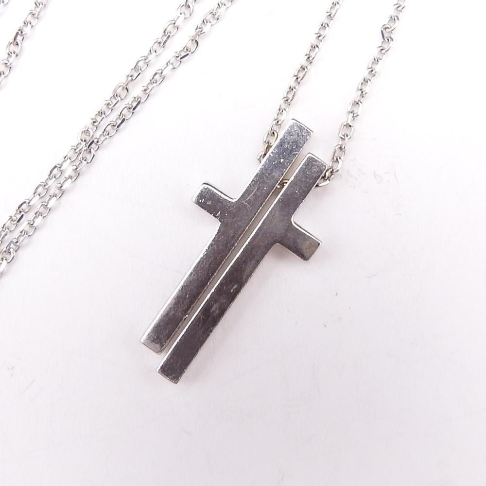 Gucci グッチ セパレートクロスネックレス 750WG 全長約49cm