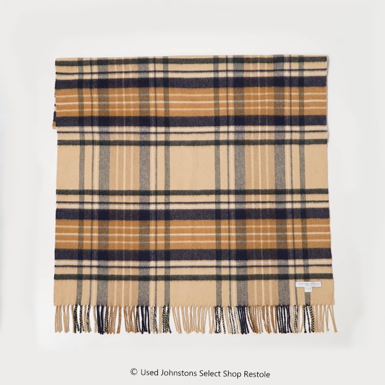 Johnstons カシミヤウール 大判ストール ベージュ系 | 中古