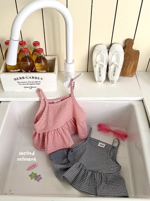 【予約商品】milky check frill tops