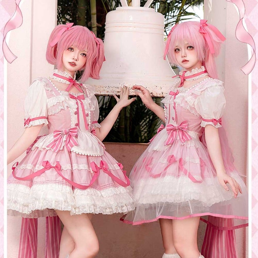 夢かわいい ネックストラップ チョーカー パステルピンク リボン コン