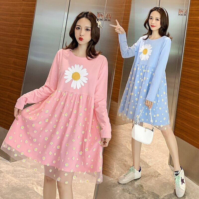 【新作】【送料無料】 0259＃マタニティドレス春秋ファッションOネックフローラルコットンロングスリーブルーズスタイリッシュドレス妊婦ママドレス 長袖 スプリング 春物 オータム 秋物 花柄 AL expec385755262711