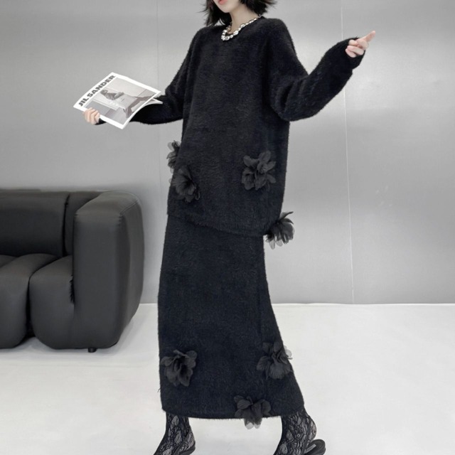 Flower motif knit setup C0908