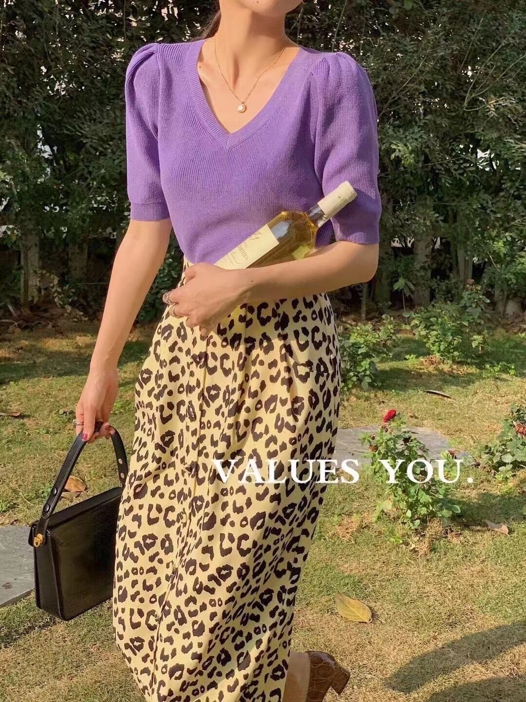 5部袖シンプルニット　AJ22038-2010