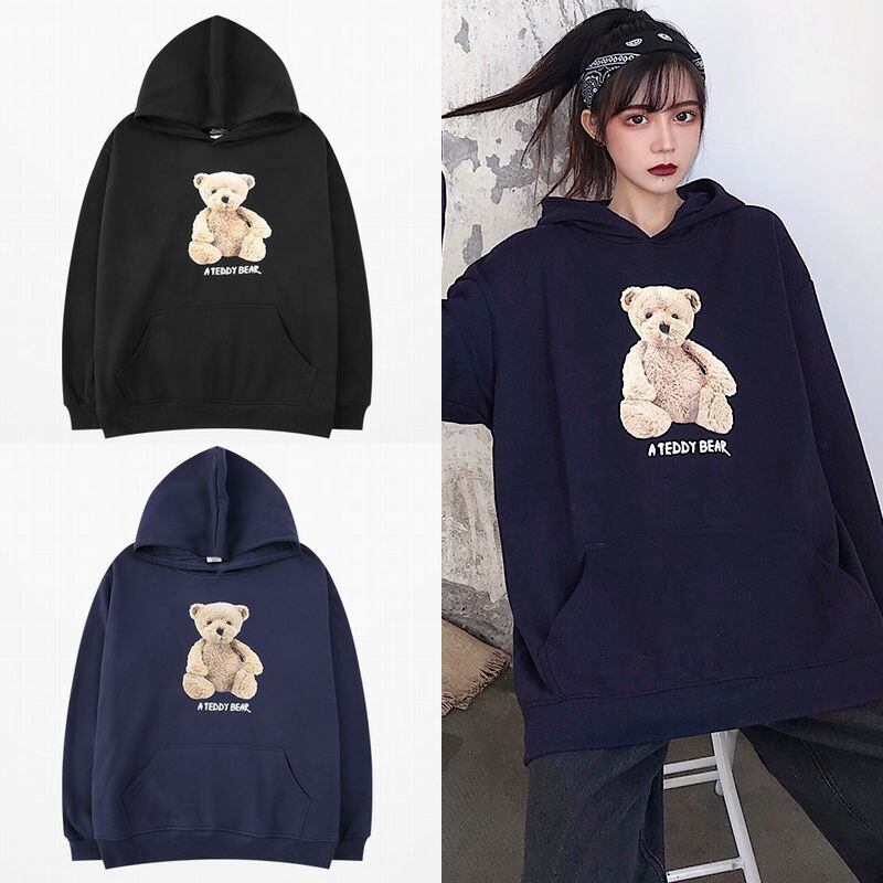 ユニセックス プルオーバー パーカー メンズ レディース クマちゃん オーバーサイズ ルーズ ストリート Tbn Mamos マモス ストリートファッションならお任せ 韓国ファッションがお好きな方も要チェックです