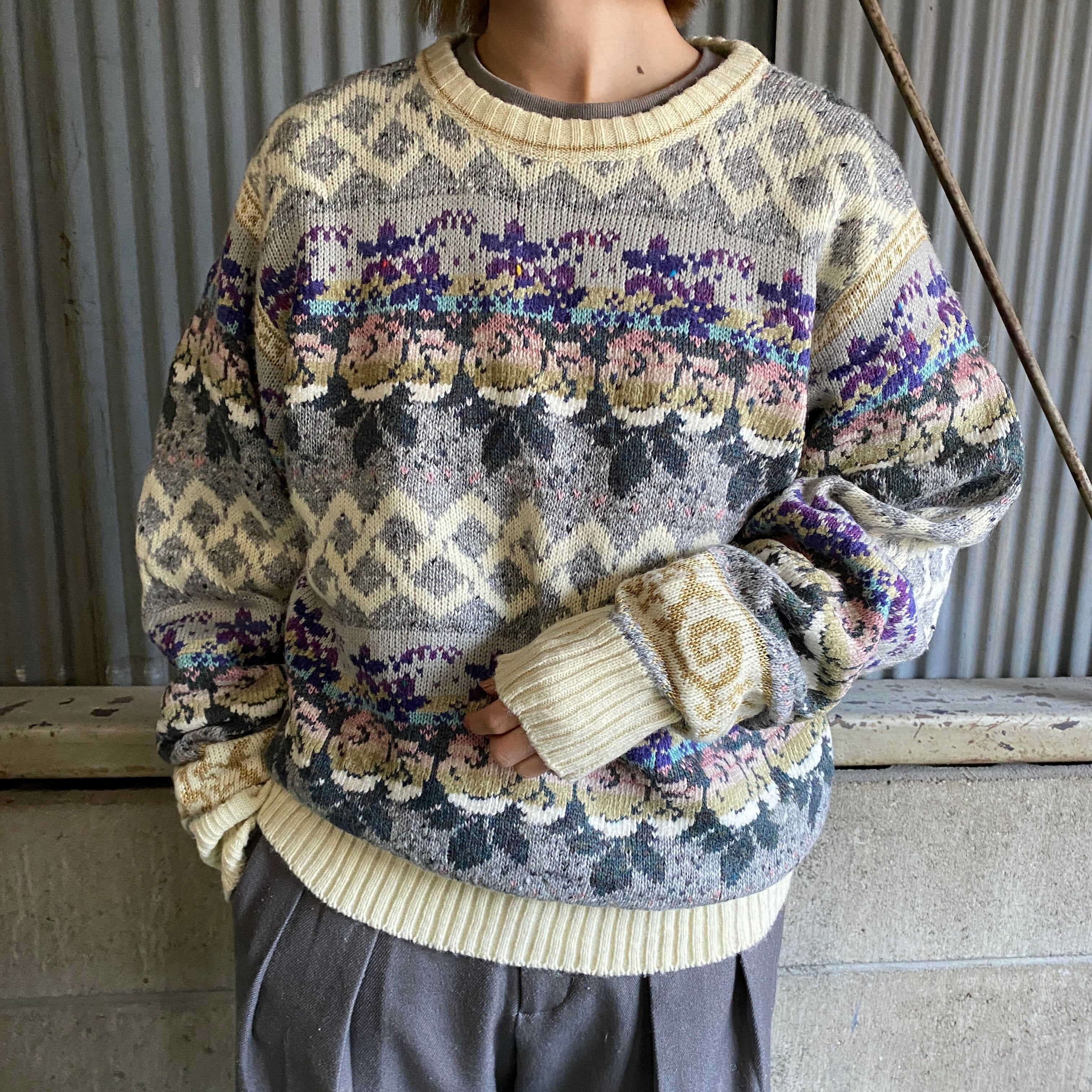 80年代〜90年代 THE IMPORT WORKSHOP 花柄 総柄 アクリルニット  