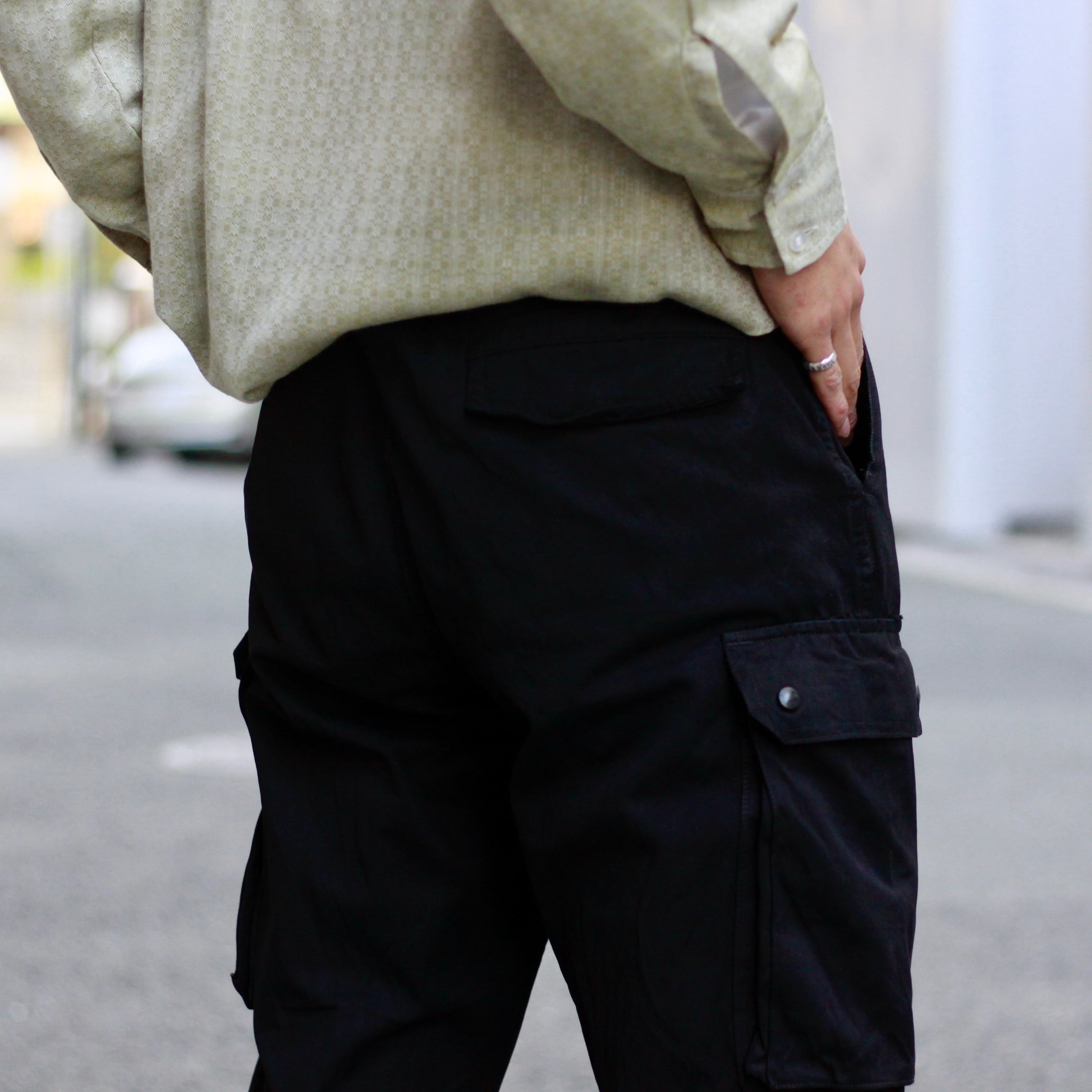 0251. 1990's German military garment dyed cargo ブラック カーゴ ...