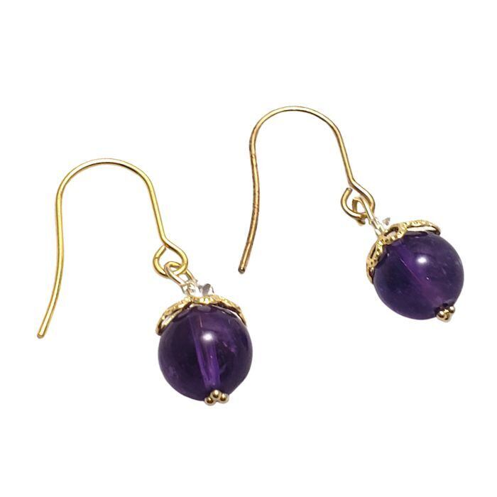 金運 アメジスト パワーストーン ピアス 紫水晶 天然石 ハンドメイド クリスタル水晶 金運 真実の愛 ハンドメイド アクセサリー スピリチュアル お守り かわいい おしゃれ ピアス 金属アレルギー 対応 ギフト イヤリング変更可 送料無料