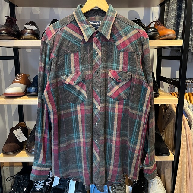 1990'S WRANGLER FLANNEL CHECK WESTERN SHIRT 18