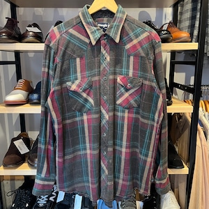 1990'S WRANGLER FLANNEL CHECK WESTERN SHIRT 18