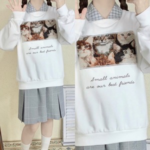 Honey Baby白のレトロネコスウェット