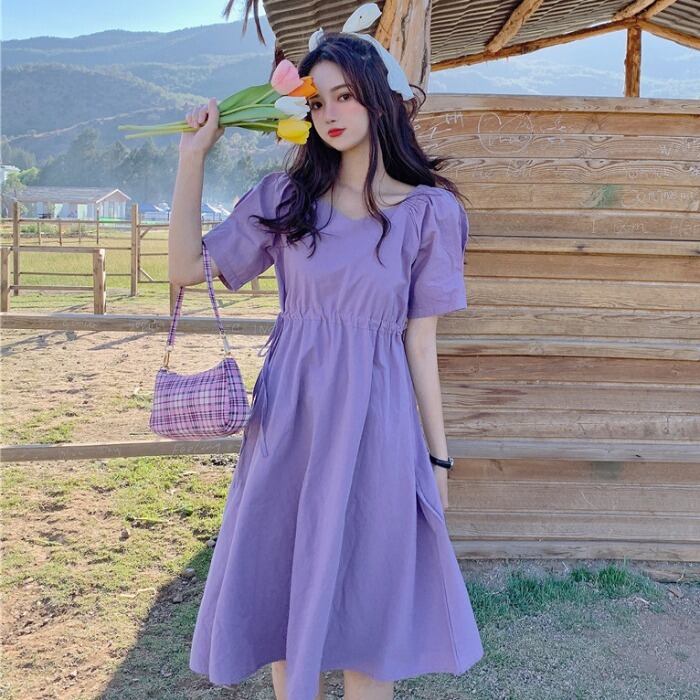 薄手ドレス ロングスカート サマーVネック 夏物 1号婦人49114655860